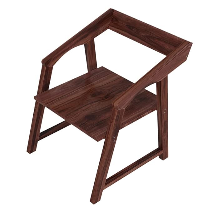 Solid Sheesham Wood Handcrafted Multipurpose Chair with Arm Rest | Wooden Dining Chair | Wooden Study Table Chair (Brown Finishing)
